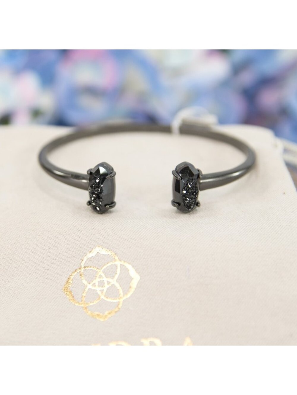 Kendra Scott Edie Black Drusy Cuff Statement Bracelet NWT